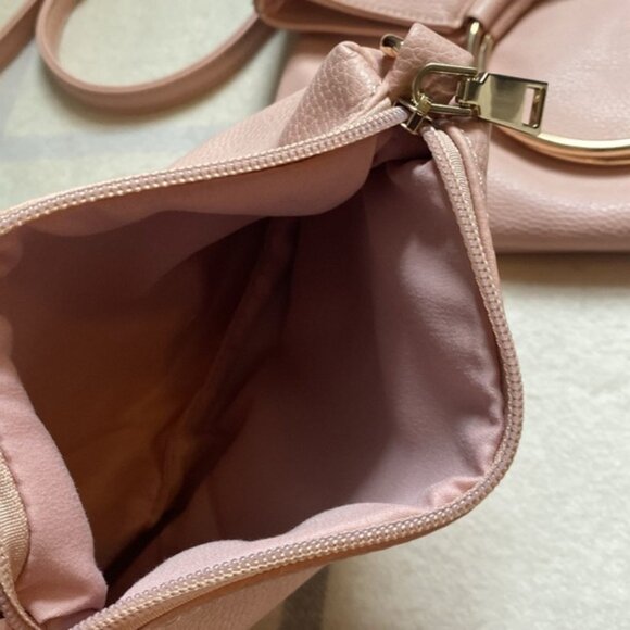 Blush Pink Faux Leather Ring Handle Crossbody Purse With Matching Pouch - Picture 6 of 15